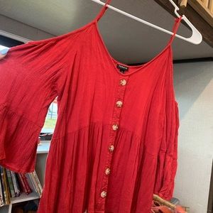 Red open shoulder blouse